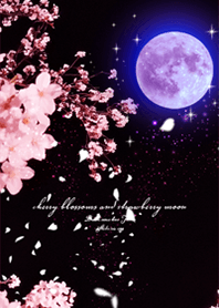 Cherry blossoms and Strawberry moon