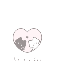 Pair Cats in Heart(line)/baby pink.