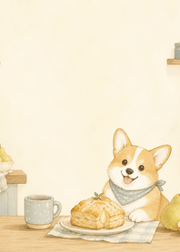 Cream Corgi Pear Scone Kitchen