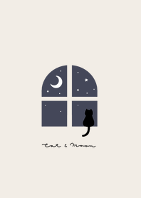 窓辺のネコ。ネイビーとブラウン