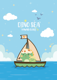 Dinosaur On The Sea Sailing Boat