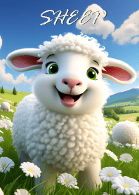 น้องแกะน่ารักในทุ่งหญ้า