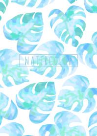 水彩：葉子/藍色 WV