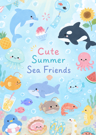 blue Cute & Chill Sea Friends Summer