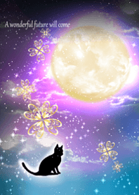 Luck rises black cat and moon8.