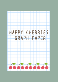 HAPPY CHERRIES GRAPH PAPER/DUSTY GREEN