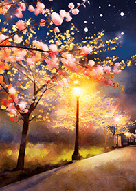 Beautiful night cherry blossoms#1354