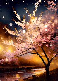 Beautiful night cherry blossoms#1246