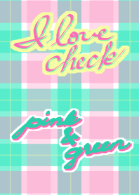 I love check. pinkgreen