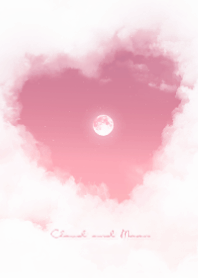 ハート雲と満月 - ピンク 02