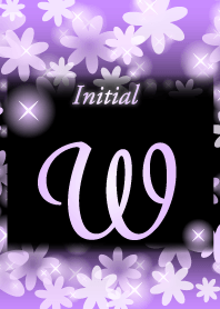 【W】イニシャル❤️お花-紫×黒-
