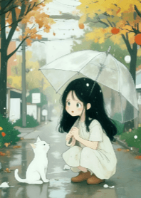 Cute Girl on Rainy Day V.2