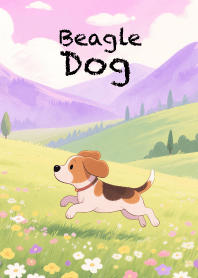 Pretty Beagle Dog in Garden Theme