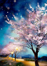 Beautiful night cherry blossoms#1549