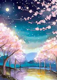 Beautiful night cherry blossoms#2232