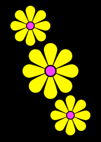 黄色い花模様 [ 黒背景 ]