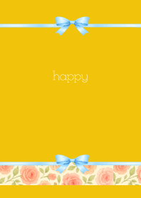 Roses and ribbon02 on yellow