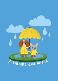 Happy rainy day: A beagle and friend