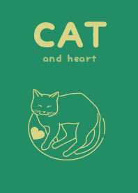 cat & heart Forest green