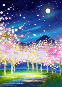 Beautiful night cherry blossoms#1737