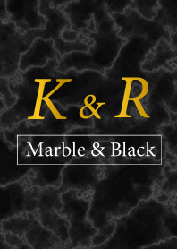 K&R イニシャル 大理石モノトーン黒