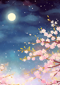 Beautiful night cherry blossoms#811