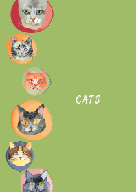 holiday cats3 on moss green