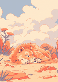 A lion resting on the grassland JP