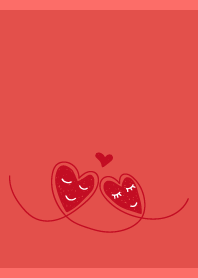 two hearts on red