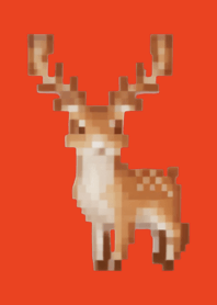 Veado Pixel Art Tema Vermelho 02