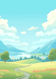 Green grassland and paths