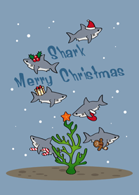 鯊魚˙聖誕節快樂(莫蘭迪藍色)