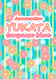 YUKATA 水色と菊模様
