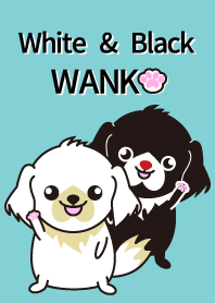 White dog and black dog