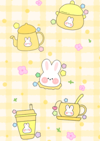 Little rabbit drinking tea1