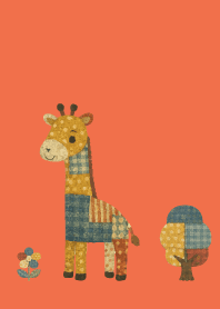 Giraffe's Outing on red & yellow