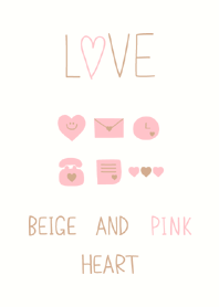 LOVE BEIGE AND PINK HEART