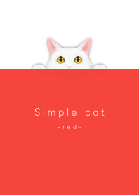 simple white cat/red.