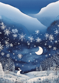 Rabbit in the snowy forest lightpurple