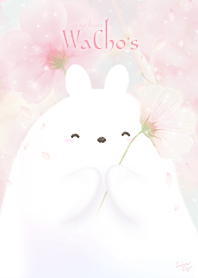 Pink flower and cute rabbit