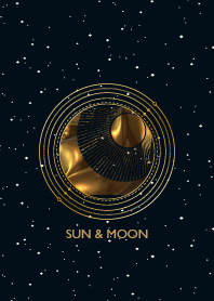 3D Gold sun and moon Esoteric art