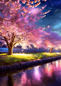 Beautiful night cherry blossoms#962