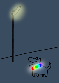 光る首輪をつけた犬