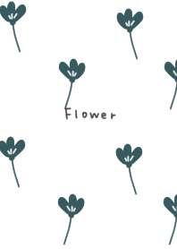 White and blue-green floral pattern.