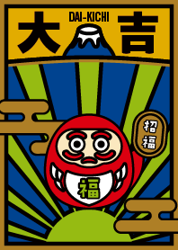 DAI-KICHI / DARUMA / Green x Navy x Red