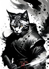 Ink wash cat samurai 687e37