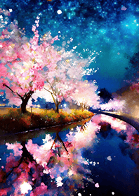 Beautiful night cherry blossoms#466