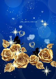 Fortune up Gold Rose & Black Cat BLUE