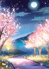 Beautiful night cherry blossoms#1662