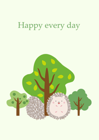 Forest trees and hedgehogs